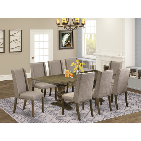 Lark Manor Privett Extendable Rubberwood Solid Wood Dining Set